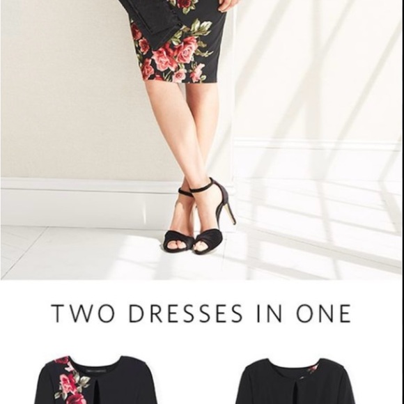 White House Black Market Dress Reversible Flower Dress-size 10 - Picture 3 of 4